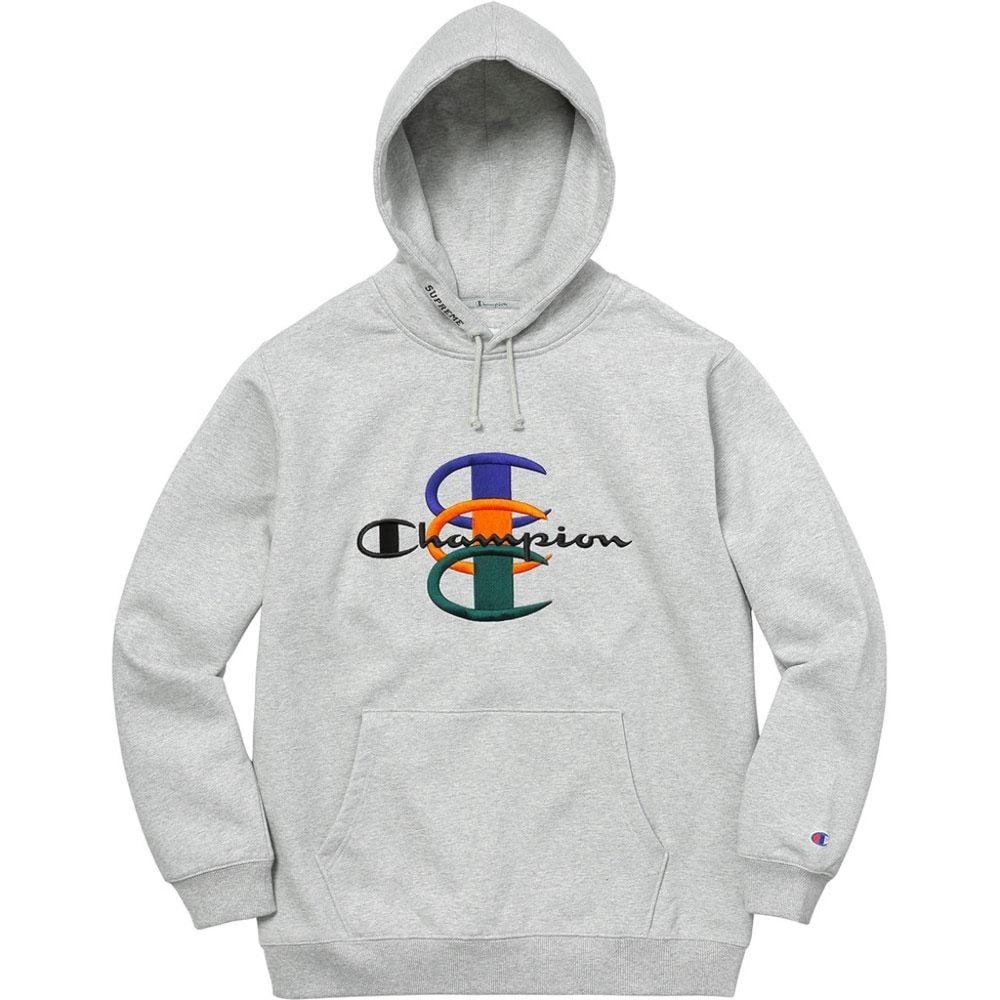 Supreme x Champion Stacked C Hooded Sweatshirt - Heather Grey - M